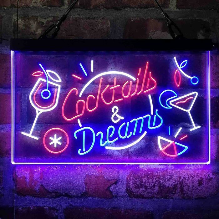 Cocktails & Dreams Bar Drinks Deluxe App-Enabled 3-Color LED Light Sign - Way Up Gifts
