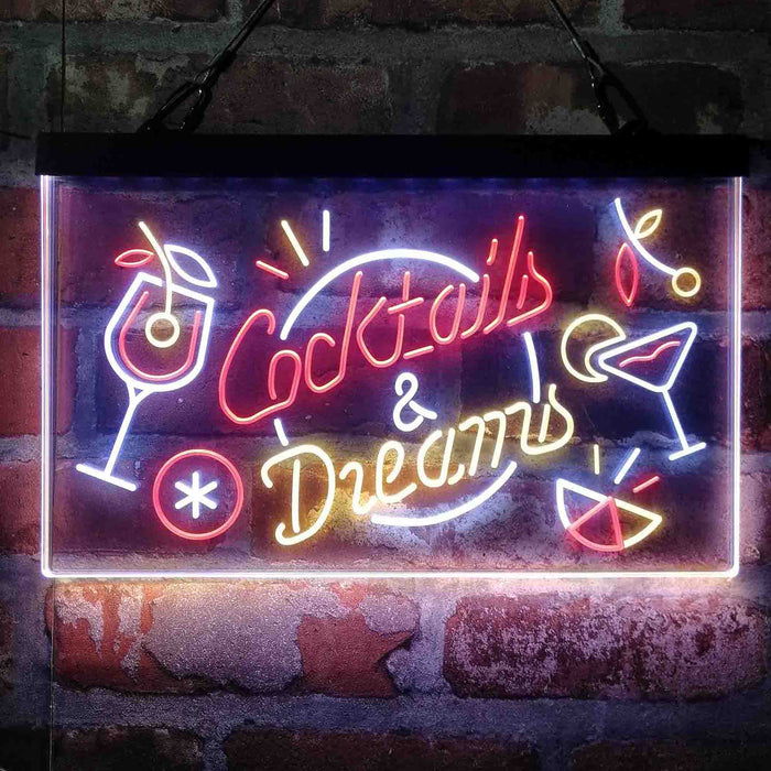 Cocktails & Dreams Bar Drinks Deluxe App-Enabled 3-Color LED Light Sign - Way Up Gifts