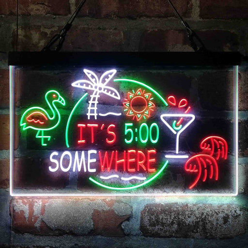 It's 5 pm Somewhere Bar Beer Cocktails Deluxe App-Enabled 3-Color LED Light Sign - Way Up Gifts