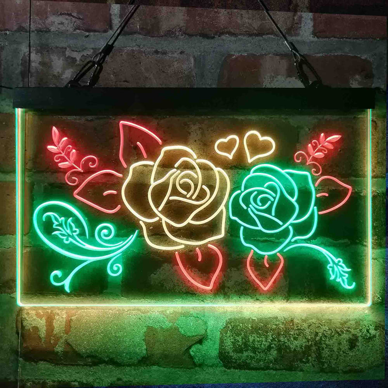 Rose Flower Shop Room Display Deluxe App-Enabled 3-Color LED Light Sign | LED Wall Decor - LED Gift Works