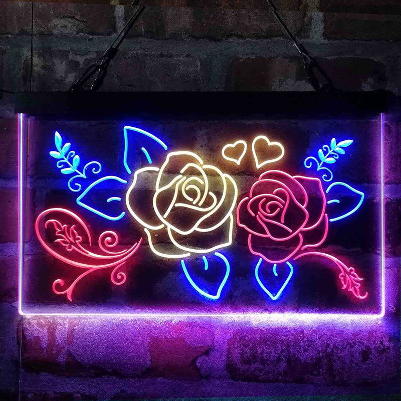 Rose Flower Shop Room Display Deluxe App-Enabled 3-Color LED Light Sign | LED Wall Decor - LED Gift Works