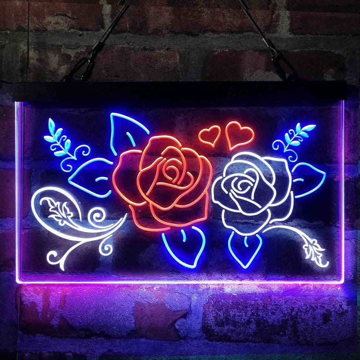 Rose Flower Shop Room Display Deluxe App-Enabled 3-Color LED Light Sign - Way Up Gifts