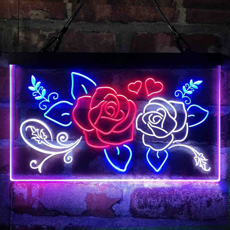 Rose Flower Shop Room Display Deluxe App-Enabled 3-Color LED Light Sign | LED Wall Decor - LED Gift Works