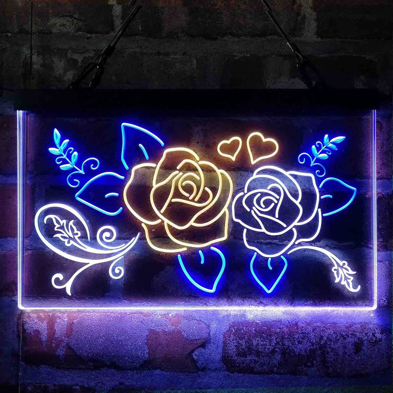 Rose Flower Shop Room Display Deluxe App-Enabled 3-Color LED Light Sign | LED Wall Decor - LED Gift Works