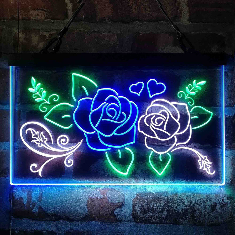 Rose Flower Shop Room Display Deluxe App-Enabled 3-Color LED Light Sign | LED Wall Decor - LED Gift Works
