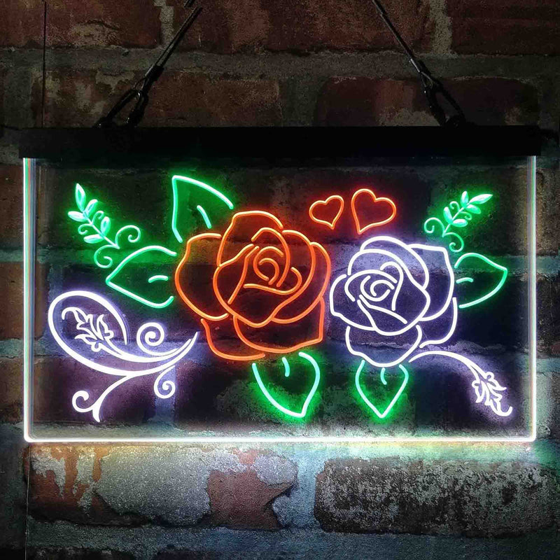 Rose Flower Shop Room Display Deluxe App-Enabled 3-Color LED Light Sign | LED Wall Decor - LED Gift Works