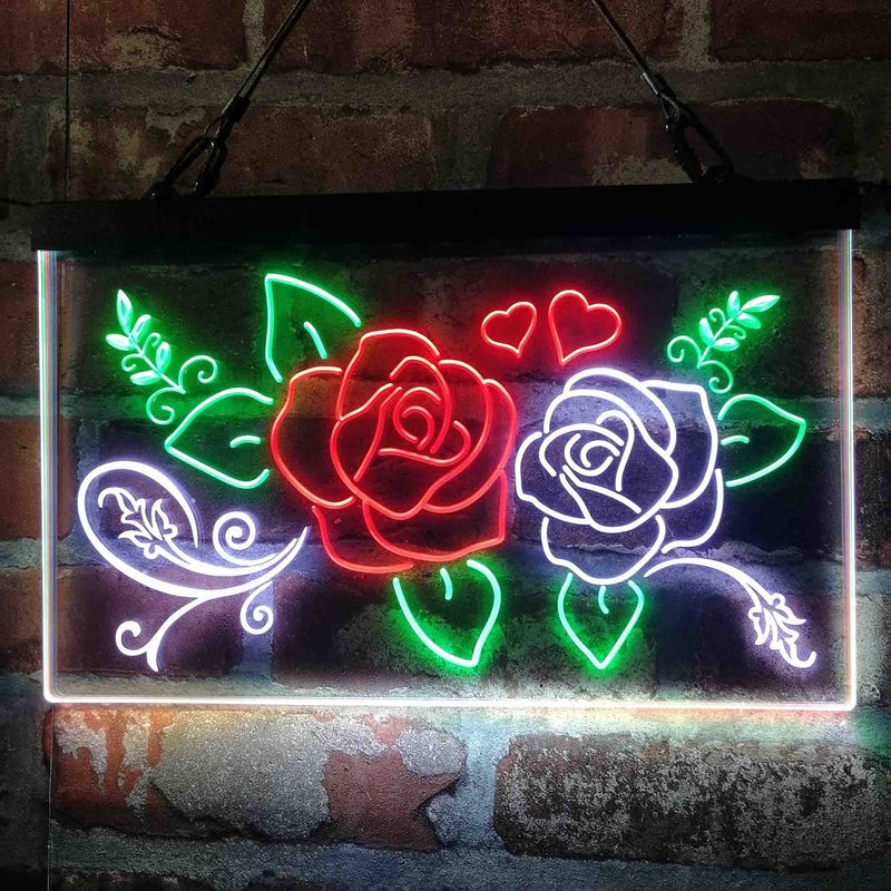 Rose Flower Shop Room Display Deluxe App-Enabled 3-Color LED Light Sign | LED Wall Decor - LED Gift Works