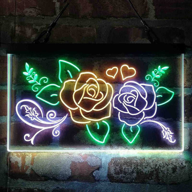 Rose Flower Shop Room Display Deluxe App-Enabled 3-Color LED Light Sign | LED Wall Decor - LED Gift Works