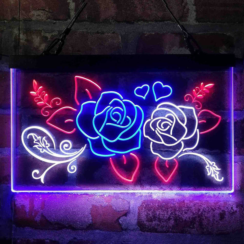 Rose Flower Shop Room Display Deluxe App-Enabled 3-Color LED Light Sign | LED Wall Decor - LED Gift Works