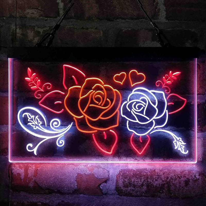 Rose Flower Shop Room Display Deluxe App-Enabled 3-Color LED Light Sign | LED Wall Decor - LED Gift Works