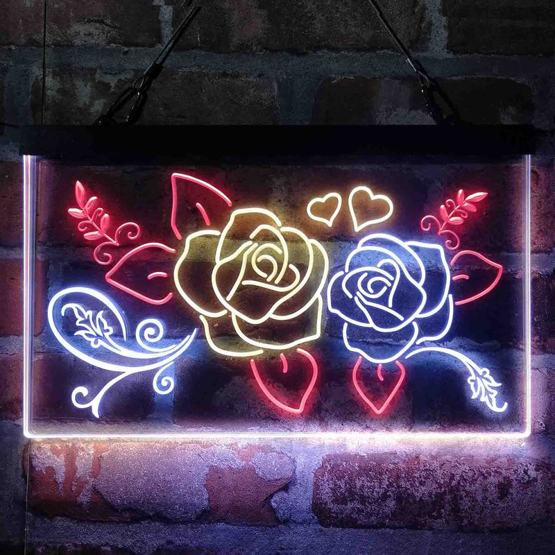 Rose Flower Shop Room Display Deluxe App-Enabled 3-Color LED Light Sign | LED Wall Decor - LED Gift Works