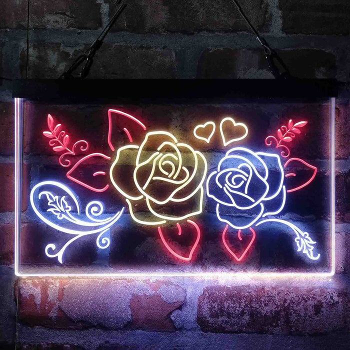 Rose Flower Shop Room Display Deluxe App-Enabled 3-Color LED Light Sign - Way Up Gifts