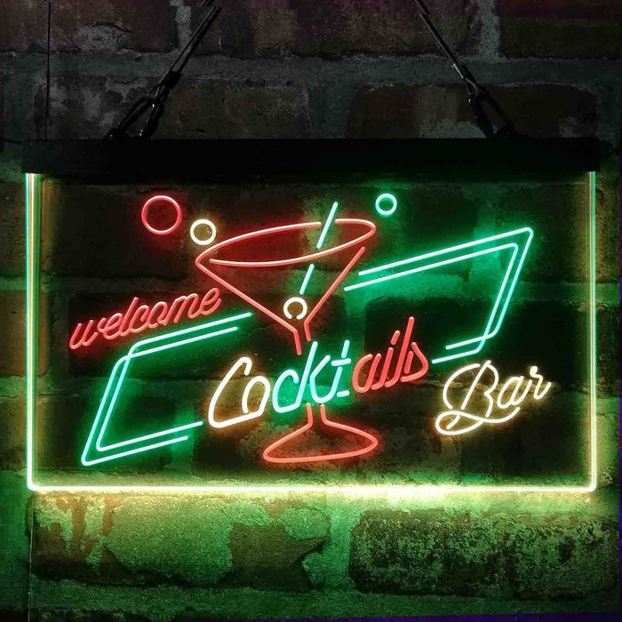 Cocktails Bar Welcome Deluxe App-Enabled 3-Color LED Light Sign - Way Up Gifts