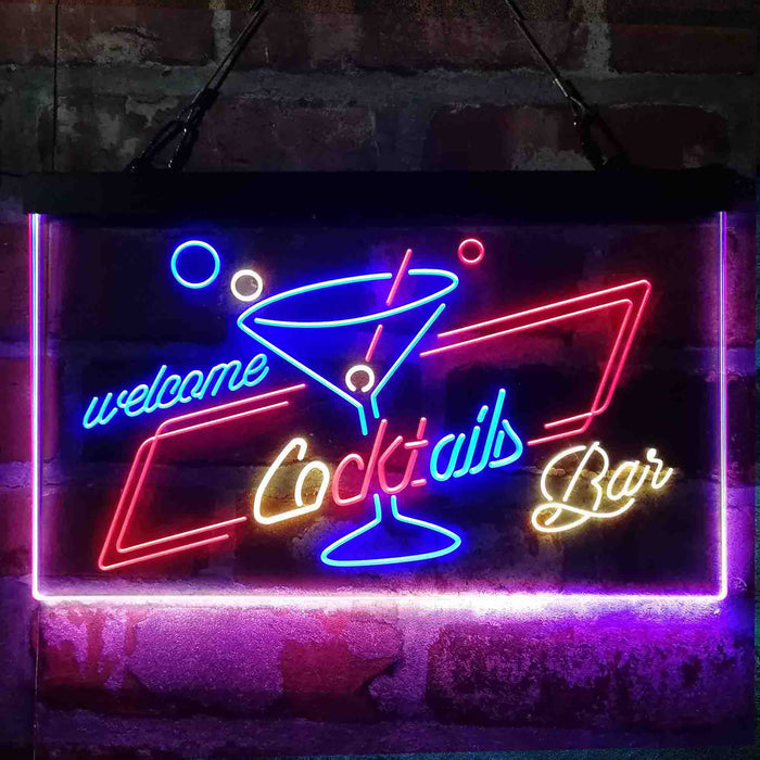 Cocktails Bar Welcome Deluxe App-Enabled 3-Color LED Light Sign - Way Up Gifts