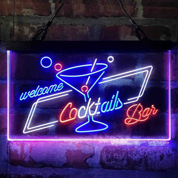Cocktails Bar Welcome Deluxe App-Enabled 3-Color LED Light Sign - Way Up Gifts