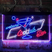 Cocktails Bar Welcome Deluxe App-Enabled 3-Color LED Light Sign - LED Gift Works