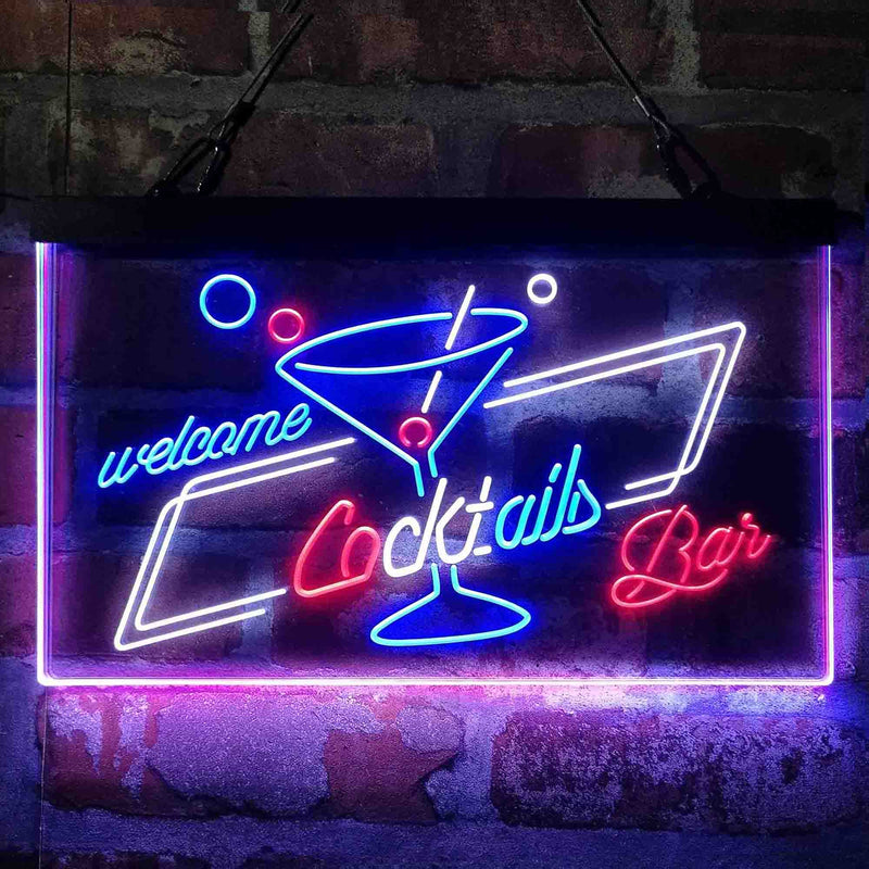Cocktails Bar Welcome Deluxe App-Enabled 3-Color LED Light Sign - LED Gift Works
