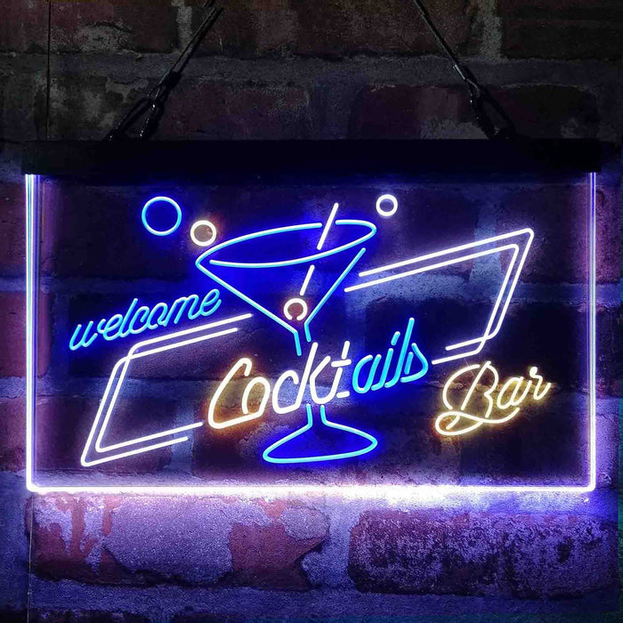 Cocktails Bar Welcome Deluxe App-Enabled 3-Color LED Light Sign - Way Up Gifts