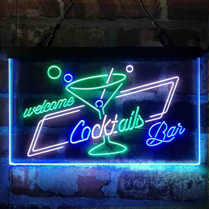 Cocktails Bar Welcome Deluxe App-Enabled 3-Color LED Light Sign - Way Up Gifts