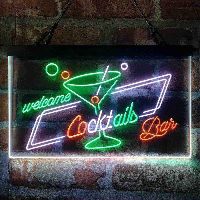 Cocktails Bar Welcome Deluxe App-Enabled 3-Color LED Light Sign - LED Gift Works