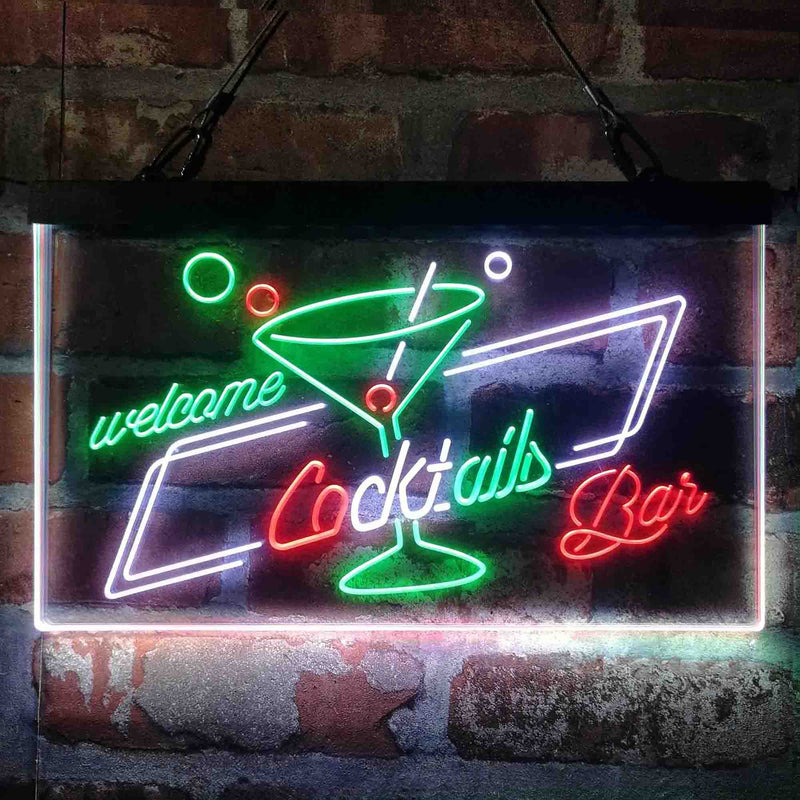 Cocktails Bar Welcome Deluxe App-Enabled 3-Color LED Light Sign - LED Gift Works