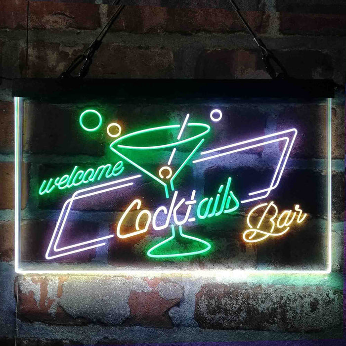 Cocktails Bar Welcome Deluxe App-Enabled 3-Color LED Light Sign - Way Up Gifts