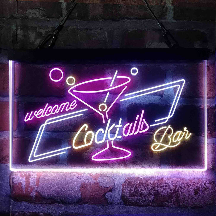Cocktails Bar Welcome Deluxe App-Enabled 3-Color LED Light Sign - Way Up Gifts