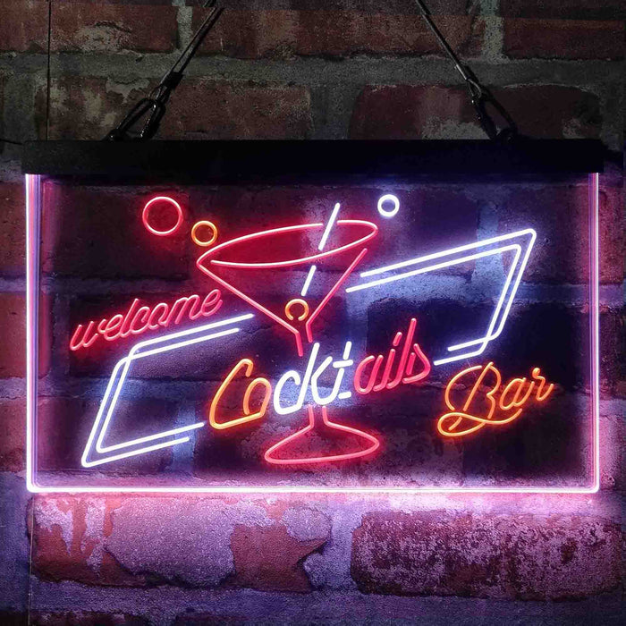 Cocktails Bar Welcome Deluxe App-Enabled 3-Color LED Light Sign - Way Up Gifts