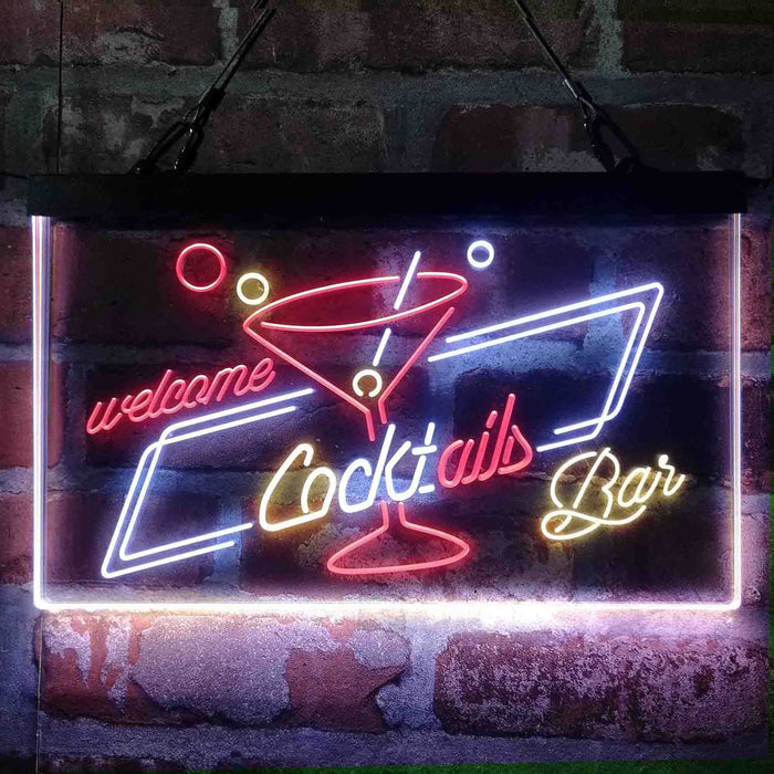 Cocktails Bar Welcome Deluxe App-Enabled 3-Color LED Light Sign - Way Up Gifts