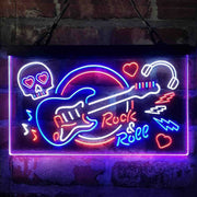 Rock & Roll Electric Guitar Band Room Skull Deluxe App-Enabled 3-Color LED Light Sign - LED Gift Works