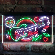 Rock & Roll Electric Guitar Band Room Skull Deluxe App-Enabled 3-Color LED Light Sign - LED Gift Works