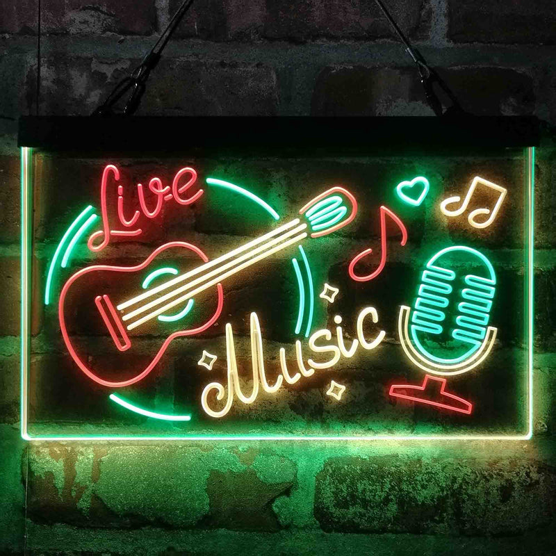 Live Music Guitar Room Deluxe App-Enabled 3-Color LED Light Sign - LED Gift Works