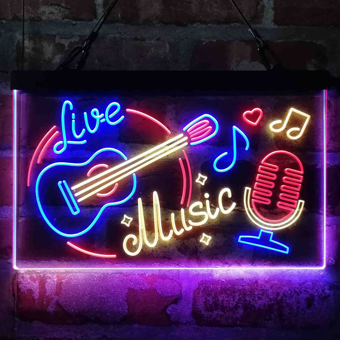 Live Music Guitar Room Deluxe App-Enabled 3-Color LED Light Sign - Way Up Gifts