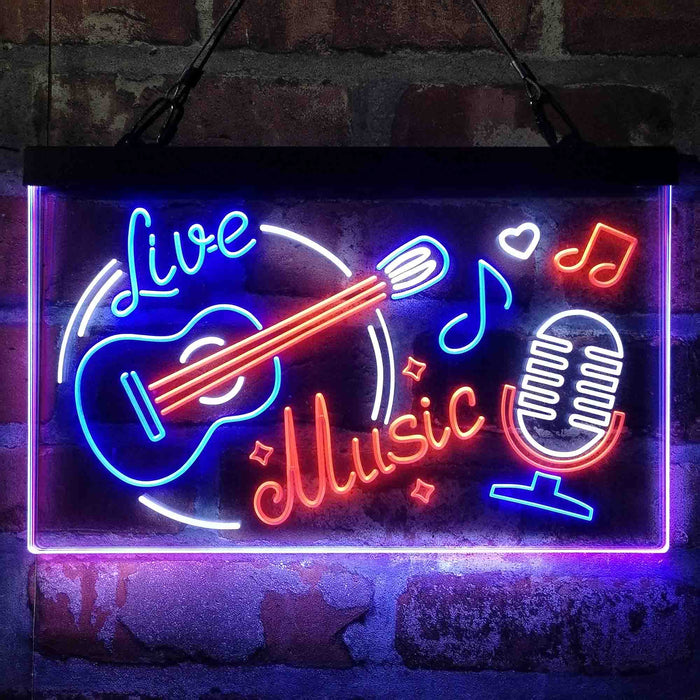 Live Music Guitar Room Deluxe App-Enabled 3-Color LED Light Sign - Way Up Gifts