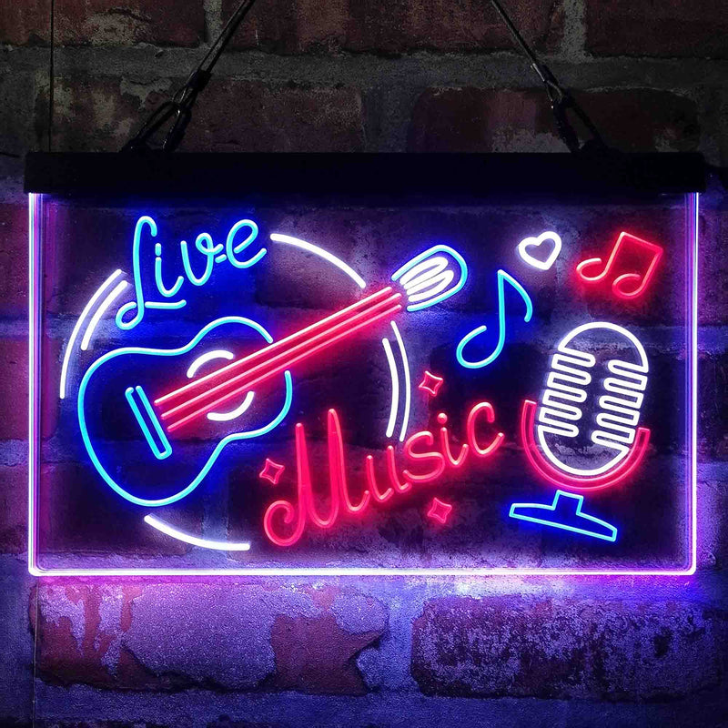 Live Music Guitar Room Deluxe App-Enabled 3-Color LED Light Sign - LED Gift Works