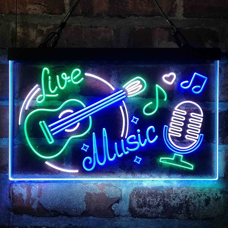 Live Music Guitar Room Deluxe App-Enabled 3-Color LED Light Sign - LED Gift Works