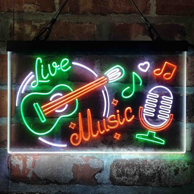 Live Music Guitar Room Deluxe App-Enabled 3-Color LED Light Sign - LED Gift Works