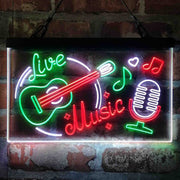 Live Music Guitar Room Deluxe App-Enabled 3-Color LED Light Sign - LED Gift Works