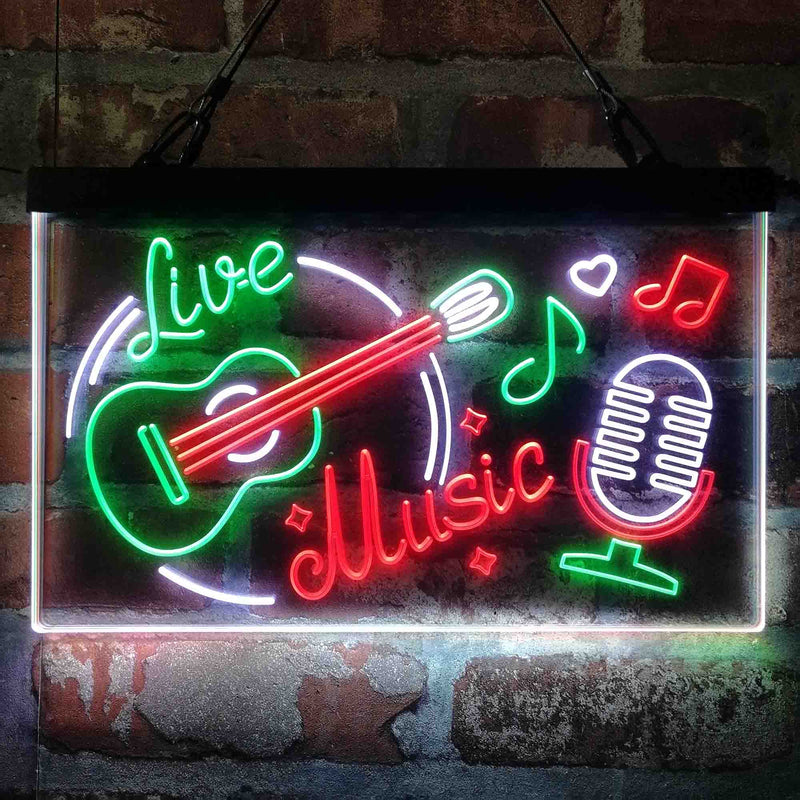 Live Music Guitar Room Deluxe App-Enabled 3-Color LED Light Sign - LED Gift Works