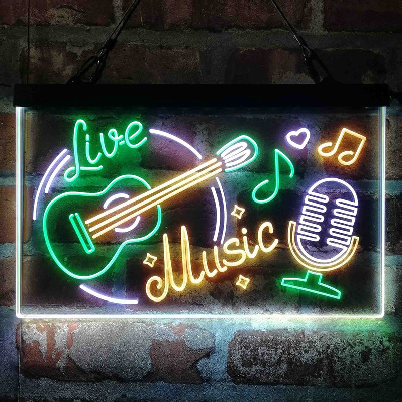 Live Music Guitar Room Deluxe App-Enabled 3-Color LED Light Sign - LED Gift Works