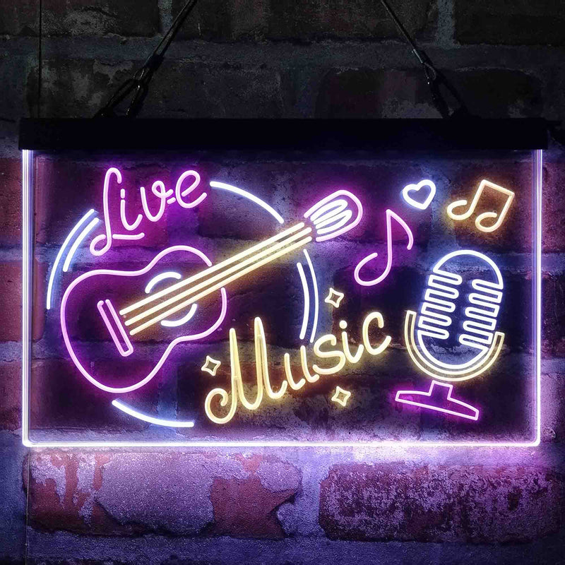 Live Music Guitar Room Deluxe App-Enabled 3-Color LED Light Sign - LED Gift Works