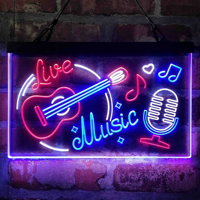 Live Music Guitar Room Deluxe App-Enabled 3-Color LED Light Sign - Way Up Gifts