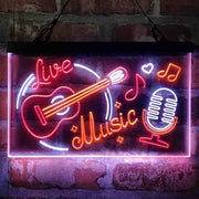 Live Music Guitar Room Deluxe App-Enabled 3-Color LED Light Sign - LED Gift Works