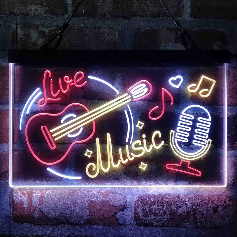 Live Music Guitar Room Deluxe App-Enabled 3-Color LED Light Sign - LED Gift Works