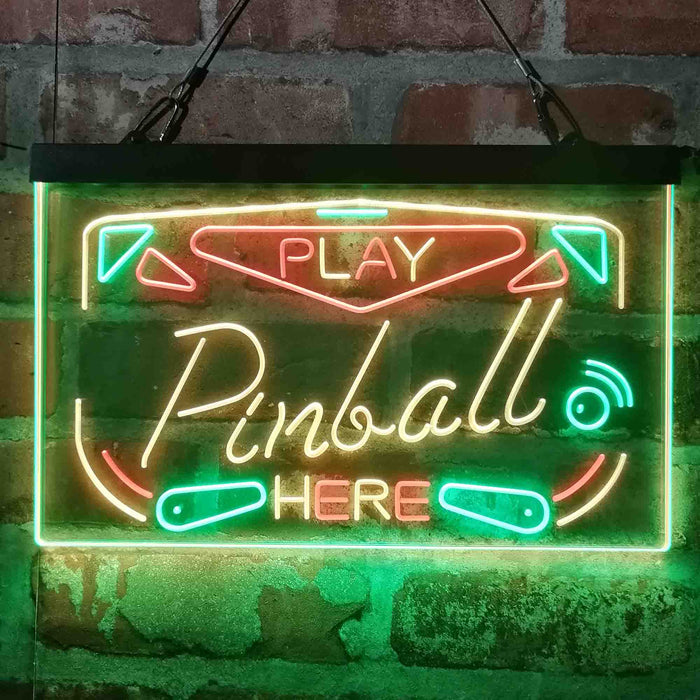 Play Pinball Here Game Room Deluxe App-Enabled 3-Color LED Light Sign - Way Up Gifts