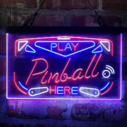 Play Pinball Here Game Room Deluxe App-Enabled 3-Color LED Light Sign - LED Gift Works