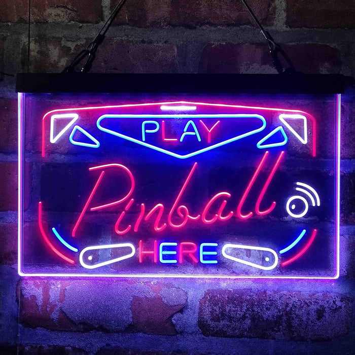 Play Pinball Here Game Room Deluxe App-Enabled 3-Color LED Light Sign - Way Up Gifts