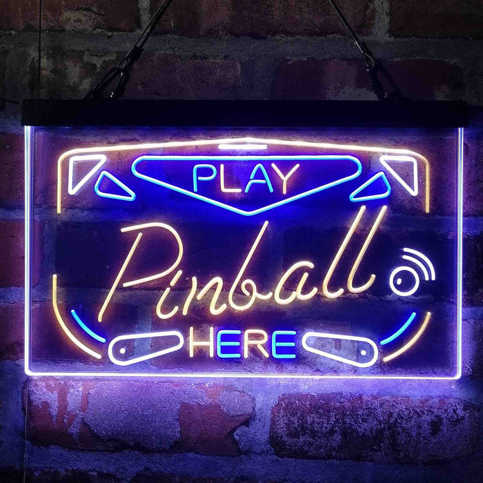 Play Pinball Here Game Room Deluxe App-Enabled 3-Color LED Light Sign - Way Up Gifts
