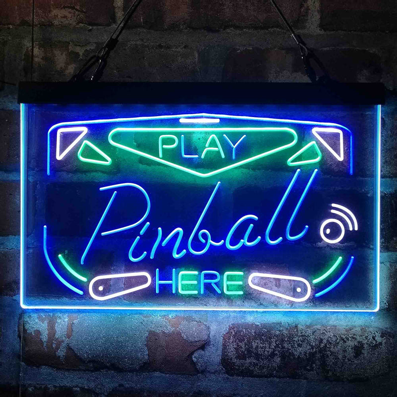 Play Pinball Here Game Room Deluxe App-Enabled 3-Color LED Light Sign - LED Gift Works