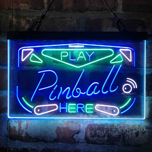 Play Pinball Here Game Room Deluxe App-Enabled 3-Color LED Light Sign - LED Gift Works